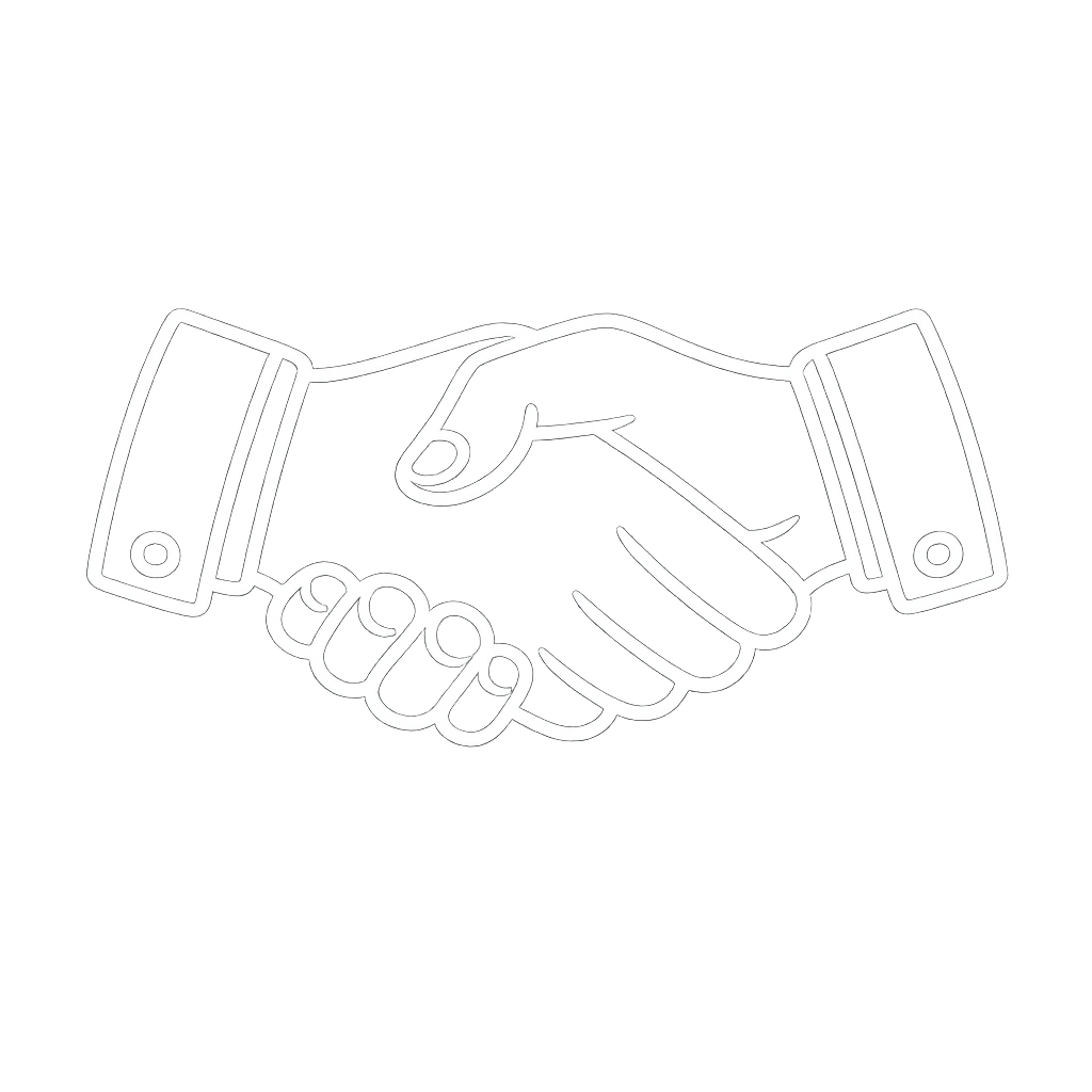 Outline of a handshake with formal cuffs.