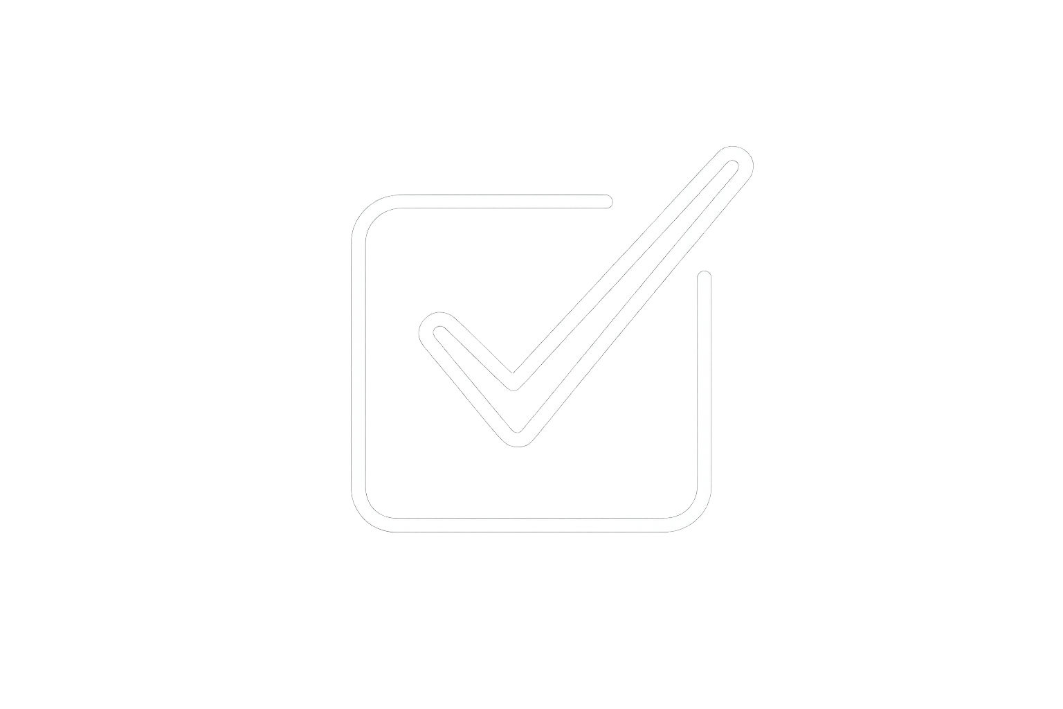 White icon of a checkmark inside a square on a black background.