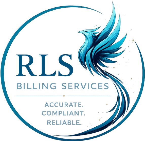A logo with a blue phoenix, the text "RLS Billing Services," and the words "Accurate, Compliant, Reliable."