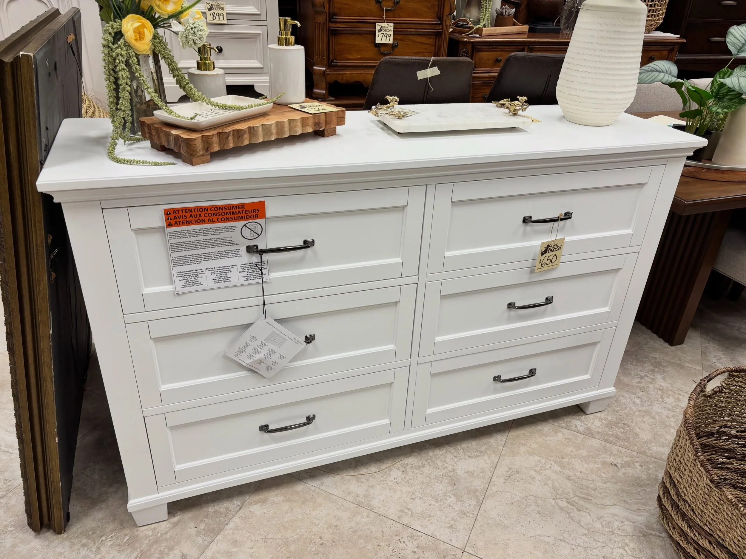 JUST ARRIVED &mdash; classic style, smart savings.

White 6 Drawer Soft Close Dresser
✅ Like New Condition
📏 Dresser: 62&rdquo; x 18&rdquo; x 38&rdquo;H
💲 650

Available now at Rhino Decor
📍 13393 W Colonial Dr, Winter Garden, FL 34787
🕙 Tue&ndas