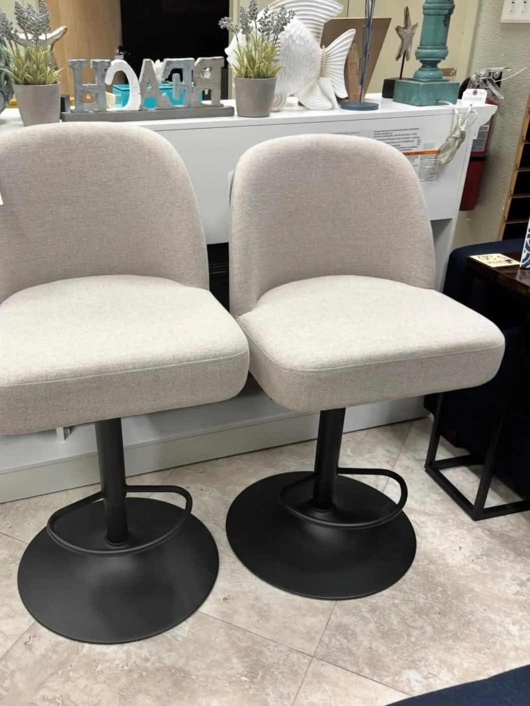 JUST ARRIVED &mdash; classic style, smart savings.

Highland Fabric Gas Lift Barstool, New in Box
✅ New Condition
📏 20&rdquo; x 20&rdquo; x 37&rdquo;-45&rdquo;H, Floor to seat: 25.5&rdquo; x 34&rdquo;H
$99 each, 6 available 

Available now at Rhino 
