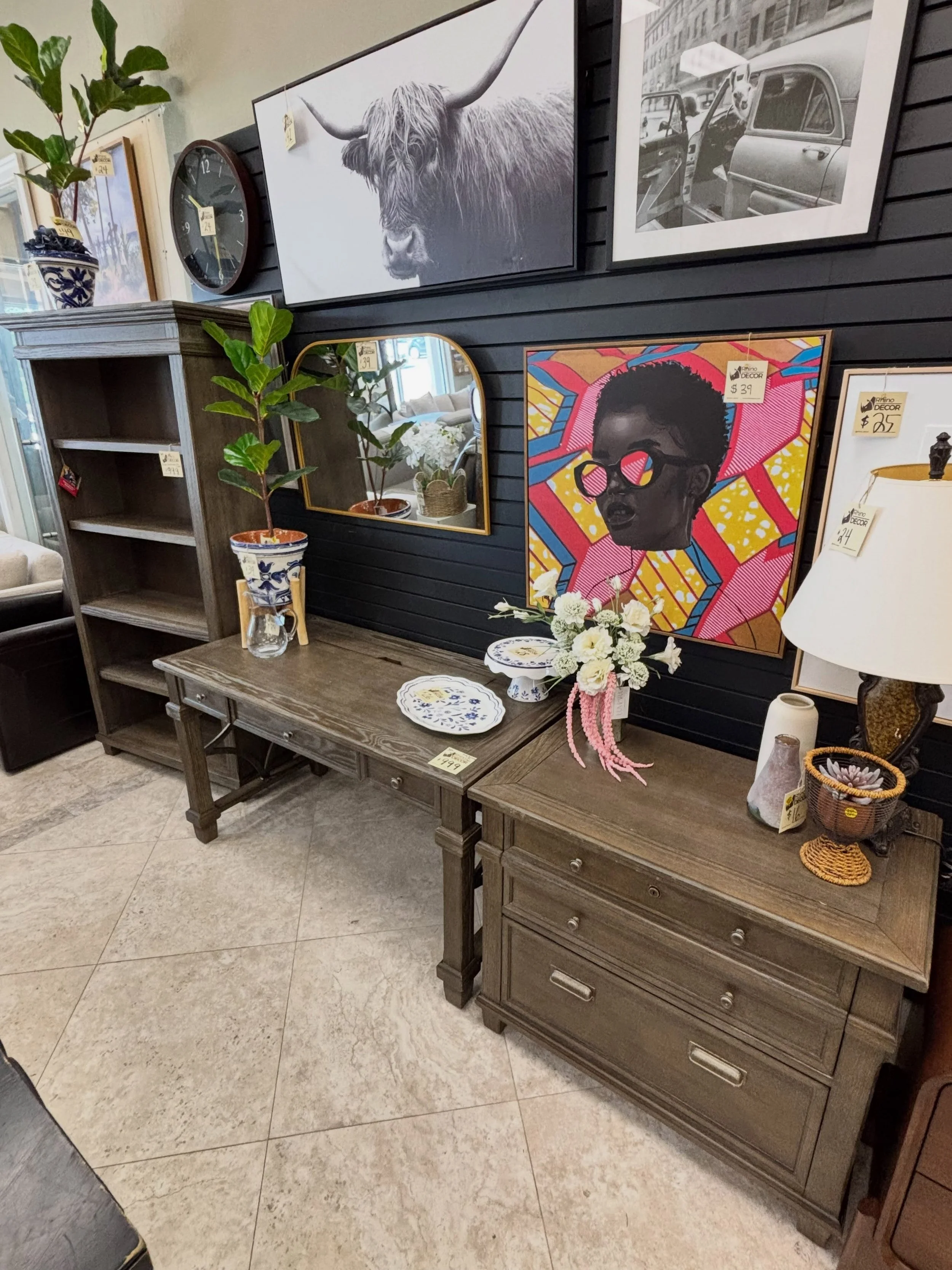 JUST ARRIVED &mdash; another great find at Rhino Decor.

Campton 3pc Writing Desk Office Set
✅ Great Condition
📏 Desk: 54&rdquo; x 27&rdquo; x 30&rdquo;H, Bookcase: 40&rdquo; x 15&rdquo; x 76&rdquo;H, File Cabinet: 36&rdquo; x 21&rdquo; x 30&rdquo;H