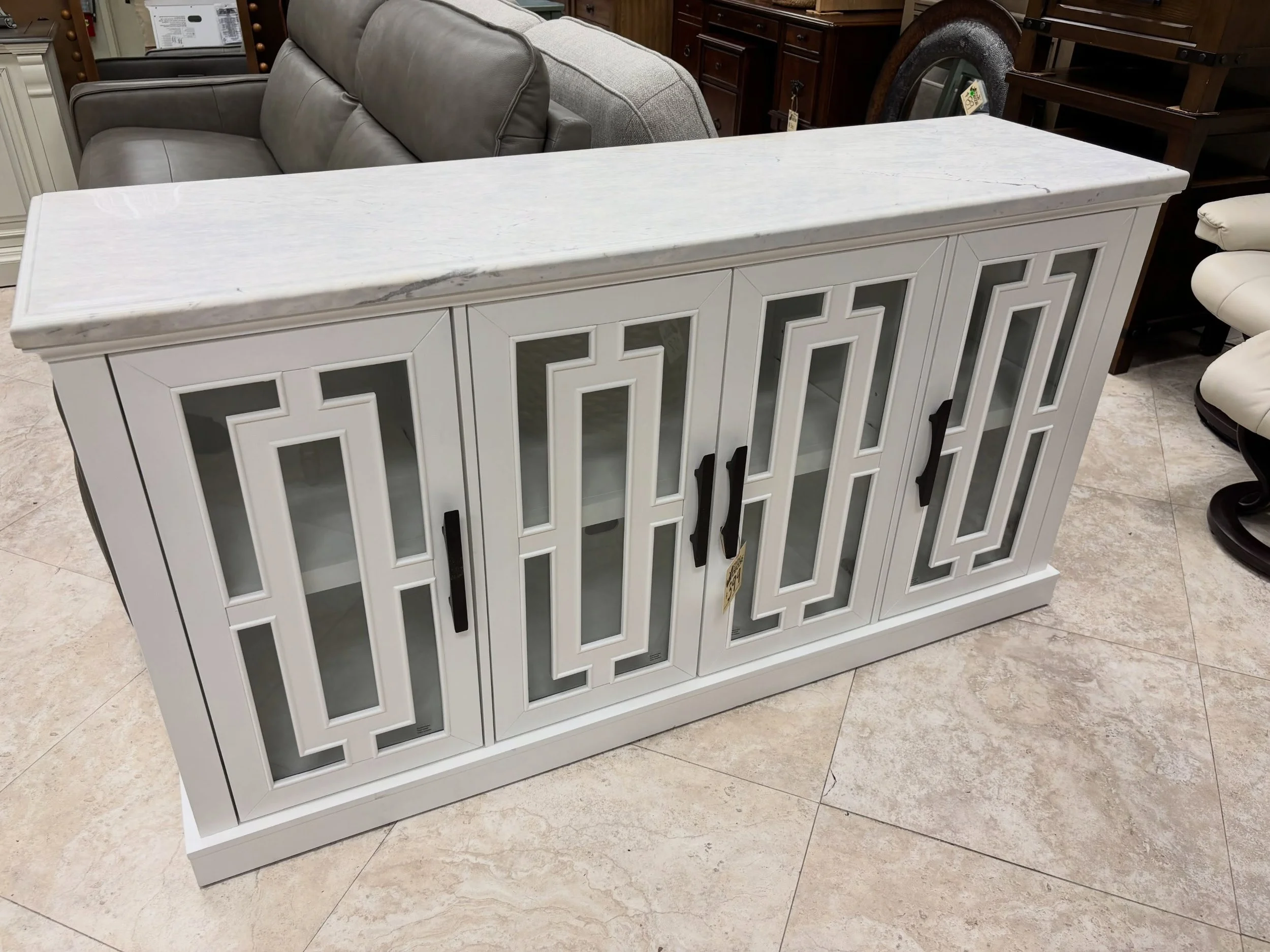 JUST ARRIVED &mdash; quality resale at a great value.

White Glass Door Cabinet w/Marble Top
✅ Great Condition
📏 63.5&rdquo; x 18&rdquo; x 34&rdquo;H
$399

Available now at Rhino Decor
📍 13393 W Colonial Dr, Winter Garden, FL 34787
🕙 Tue&ndash;Thu