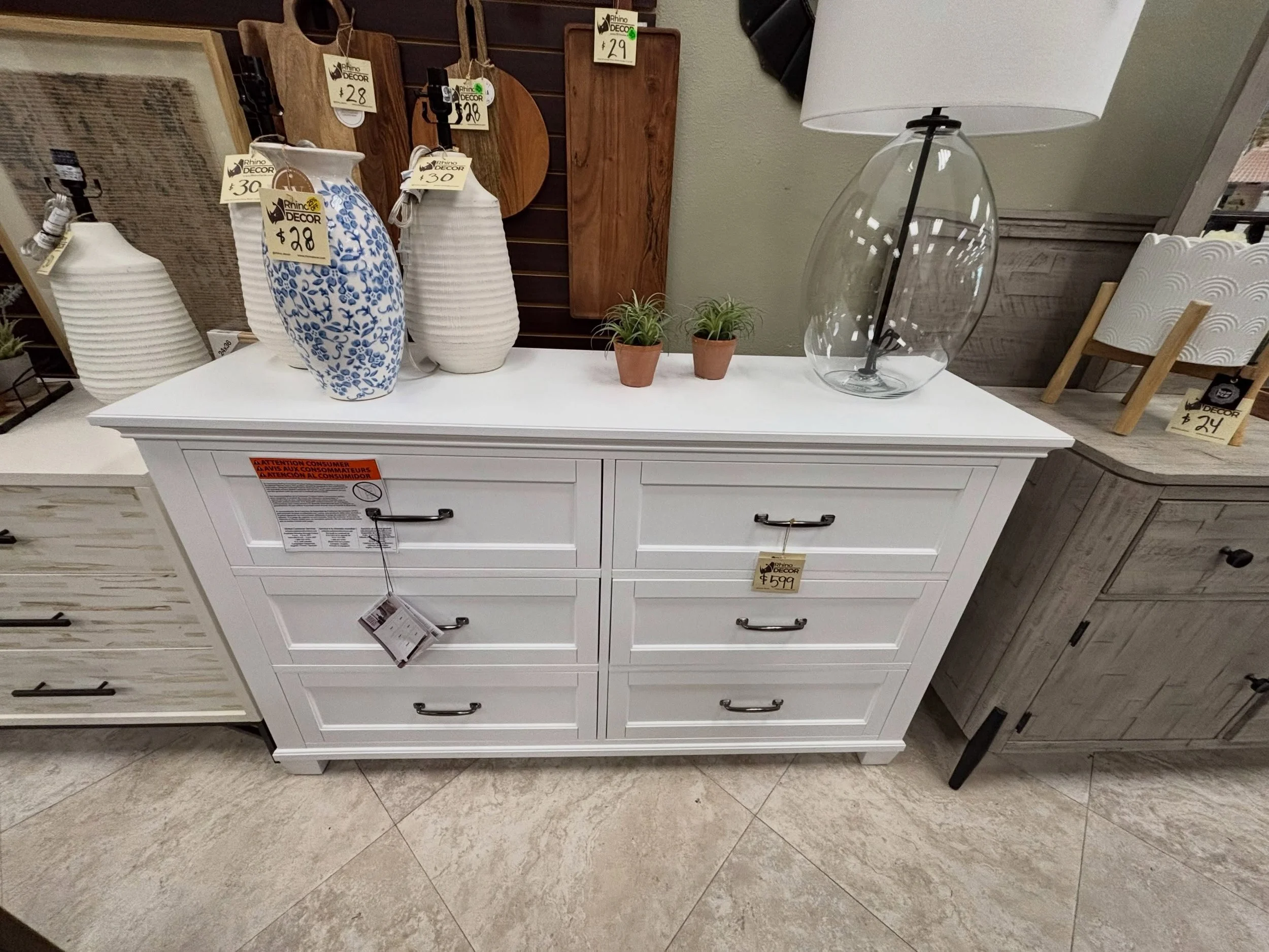 JUST ARRIVED &mdash; classic style, smart savings.

White Rose 6 Drawer Dresser
✅ Like New
📏 62&rdquo; x 18&rdquo; x 38&rdquo; H
 💲 550

Available now at Rhino Decor
📍 13393 W Colonial Dr, Winter Garden, FL 34787
🕙 Tue&ndash;Thu 10&ndash;5 | Fri&