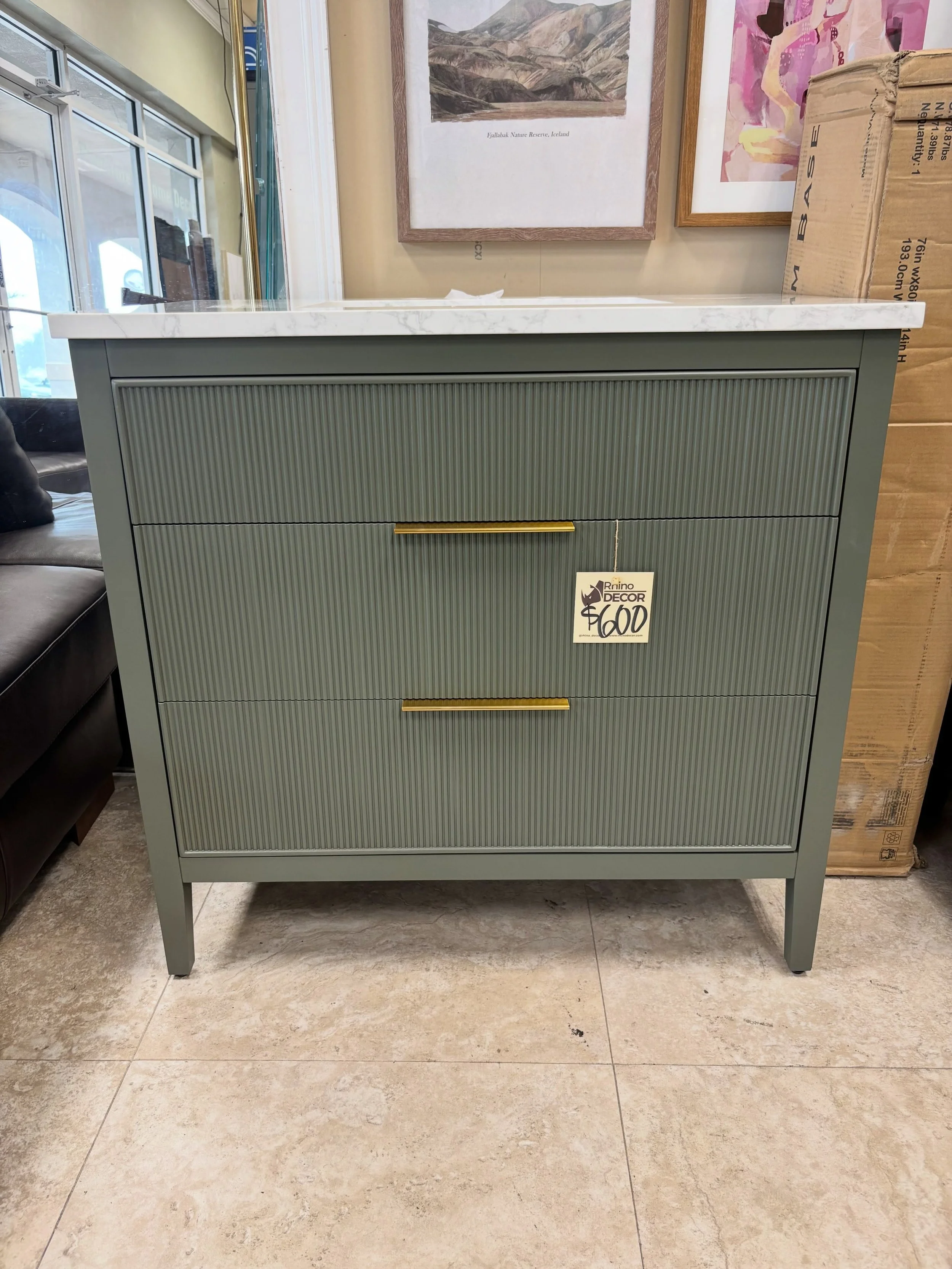 JUST ARRIVED - Do not miss out on this one!

Bilroy Single Bathroom Vanity Green with Stone Top
✅ Like New Condition 
📏 36&rdquo; x 22&rdquo; x 35&rdquo;H
💲600

Rhino Decor
📍 13393 W Colonial Dr, Winter Garden, FL 34787
🕙 Tue&ndash;Thu 10&ndash;5