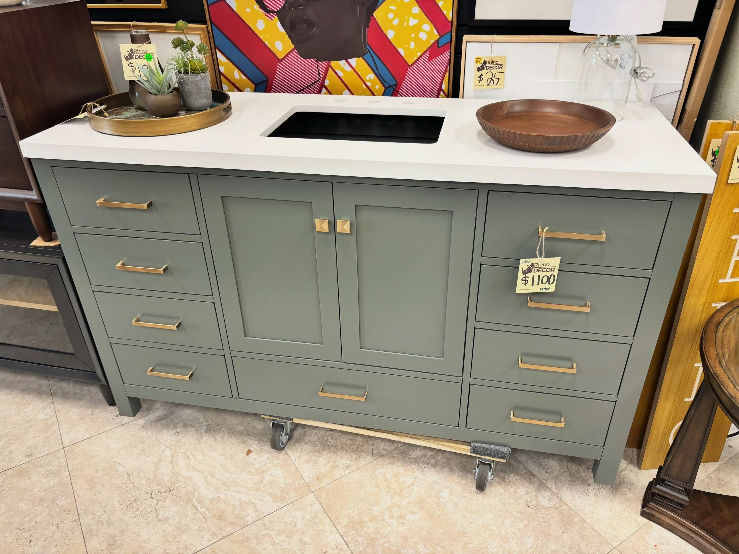 JUST ARRIVED &mdash; will not last long!! 🦏

Vintage Green 61&rdquo; Cambridge Vanity
✅Like New Condition, Open out of Box!
📏 61&rdquo; x 22&rdquo; x 36&rdquo;H
💲1100

Rhino Decor
📍 13393 W Colonial Dr, Winter Garden, FL 34787
🕙 Tue&ndash;Thu 10