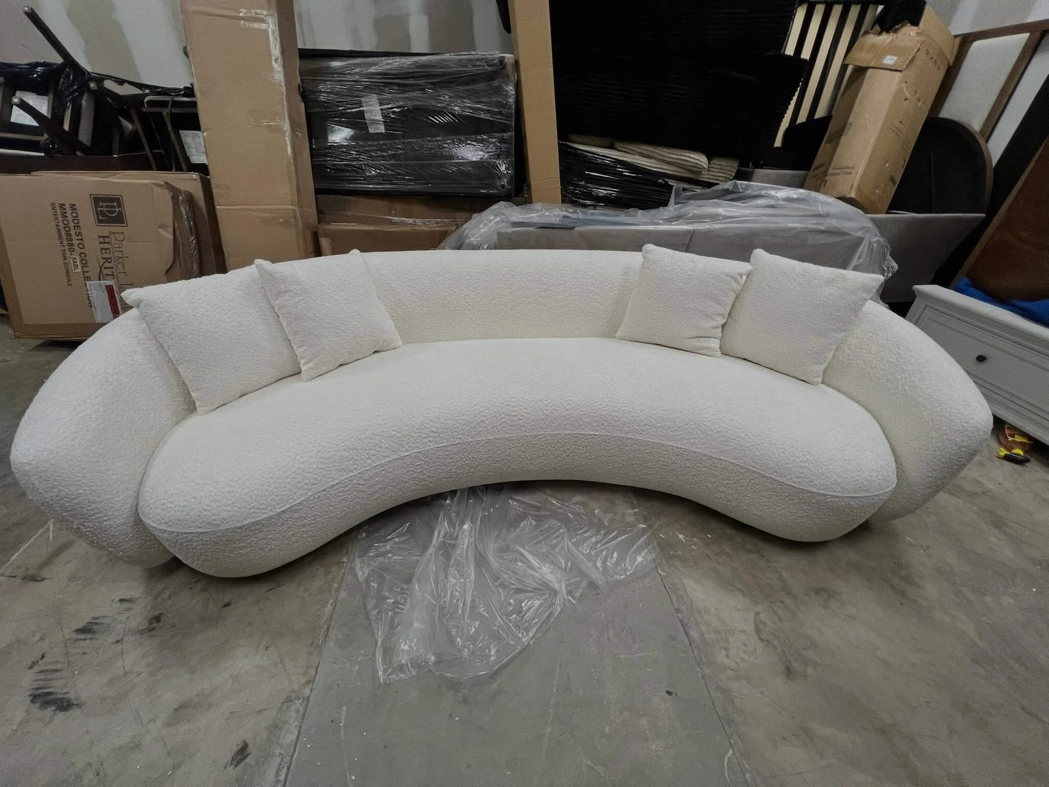 JUST ARRIVED &mdash; another great find at Rhino Decor 🦏

102&rdquo; Modern White Boucle Fabric Half Moon Sofa by Wrought Studio 
✅ New Condition, Opened out of the Box
📏 102&rdquo; x 49&rdquo; x 27&rdquo;H
💲1399

Rhino Decor
📍 13393 W Colonial D