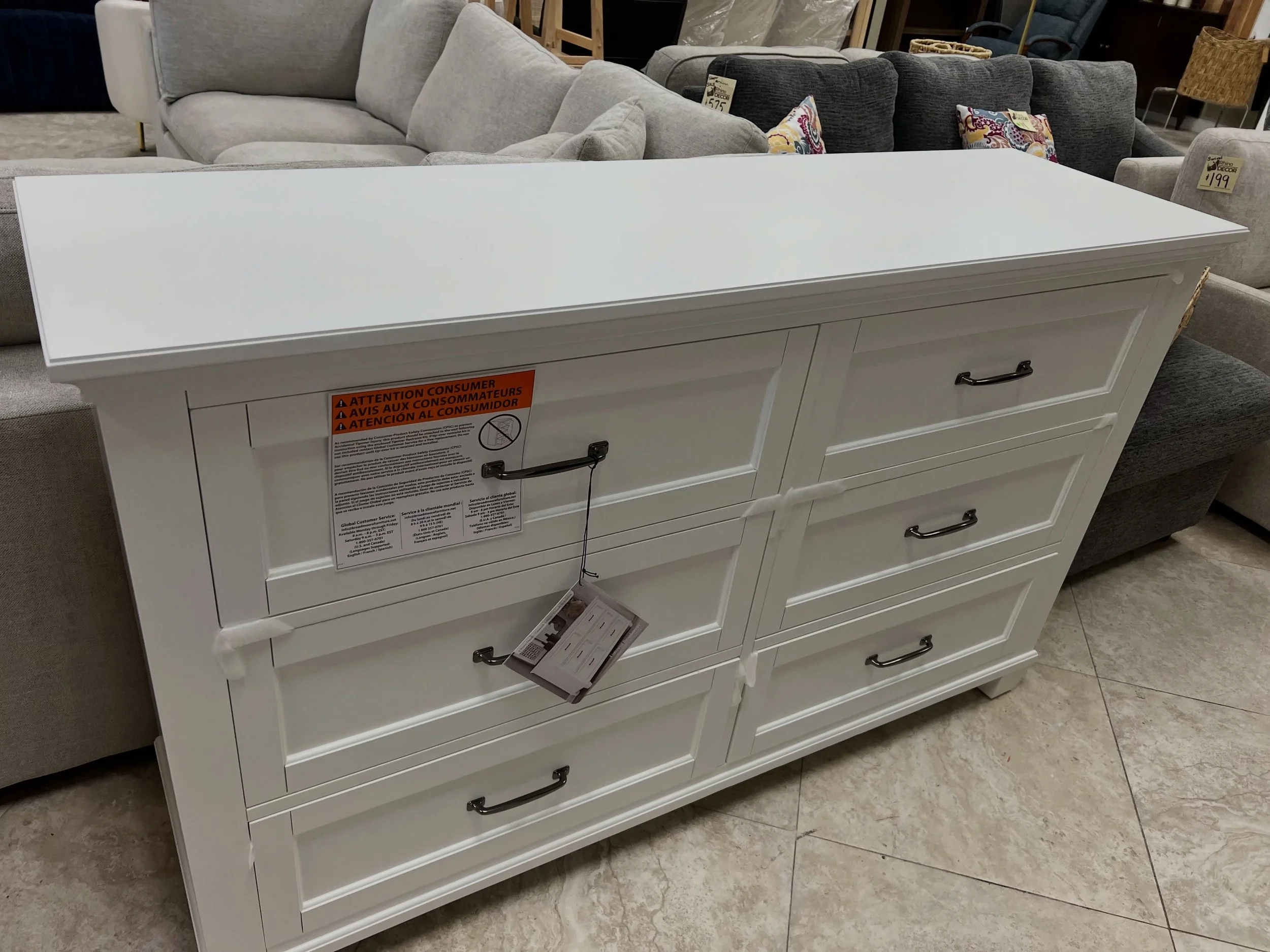 JUST ARRIVED &mdash; will not last long!! 🦏

White Rose 6 Drawer Dresser
✅ Brand New, Out of the Box 
📏 62&rdquo; x 18&rdquo; x 38&rdquo; H
 💲 599

Rhino Decor
📍 13393 W Colonial Dr, Winter Garden, FL 34787
🕙 Tue&ndash;Thu 10&ndash;5 | Fri&ndash