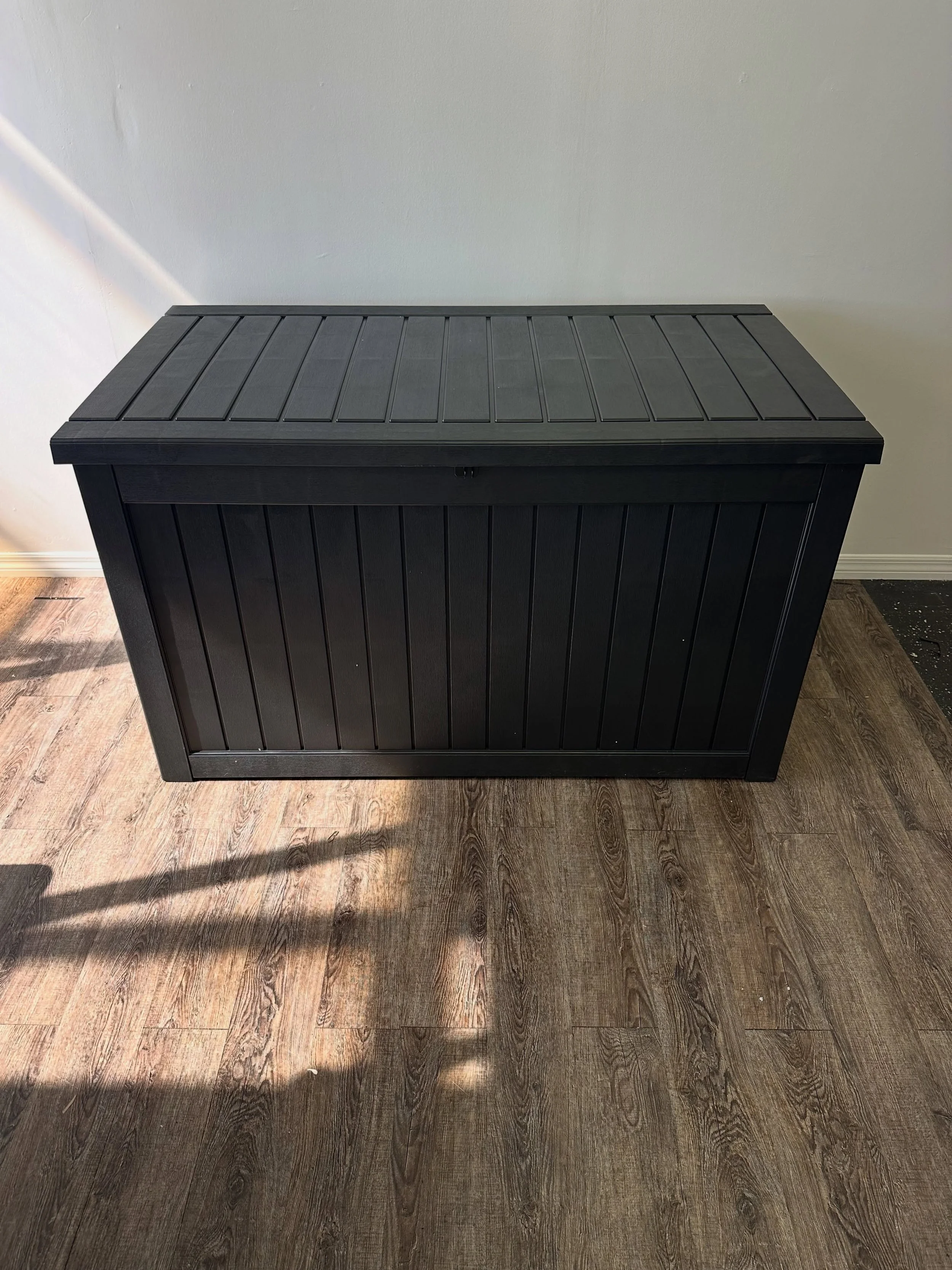 JUST ARRIVED &mdash; another great find at Rhino Decor 🦏

300 Gal Resin Black Patio Deck Box 
✅ New Condition, Brand New in Box
📏 56&rdquo; x 32&rdquo; x 33.5&rdquo;H
💲175 each, 9 available 

Rhino Decor
📍 13393 W Colonial Dr, Winter Garden, FL 3
