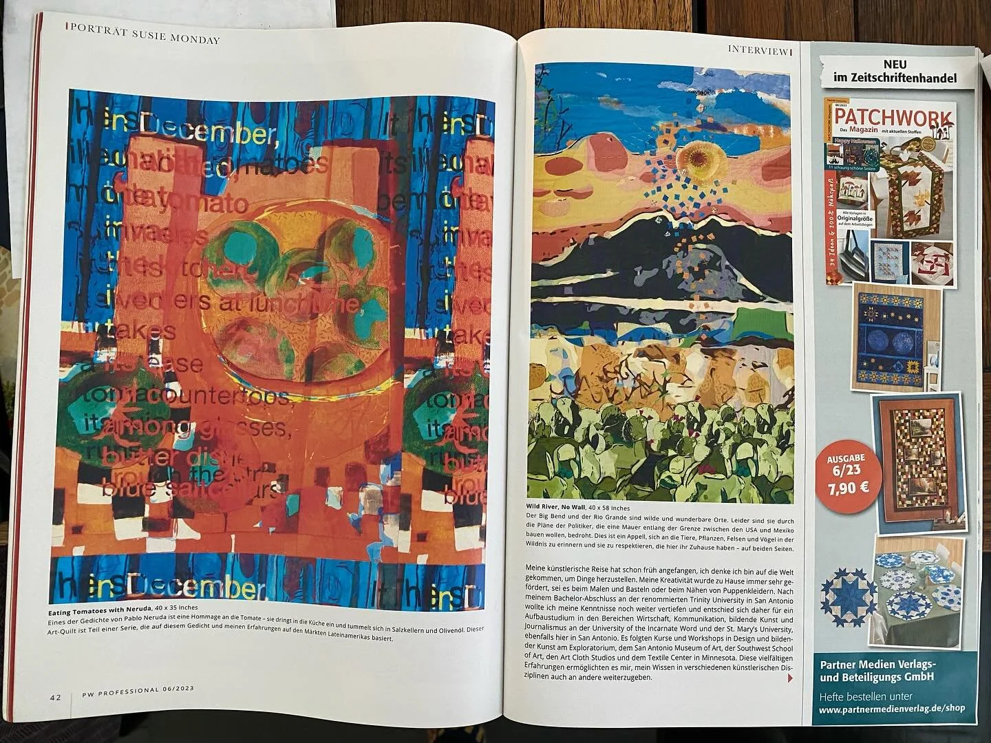 Feature article in Patchwork Professional magazine published in 🇩🇪