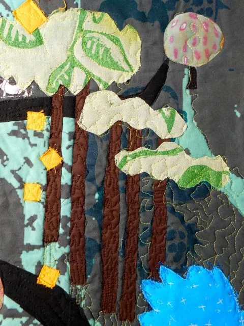 Detail: Reflections, Inside and Out

24" by 60" Textile collage wall hanging, 2014 