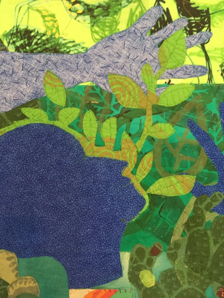  Detail: Handmaiden, Desert Spring Textile collage, 2016; 26” by 61” 