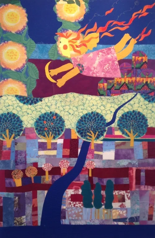 When Santiago Was a Woman

48” by 72” by 1.5” Textile collage on wooden frame