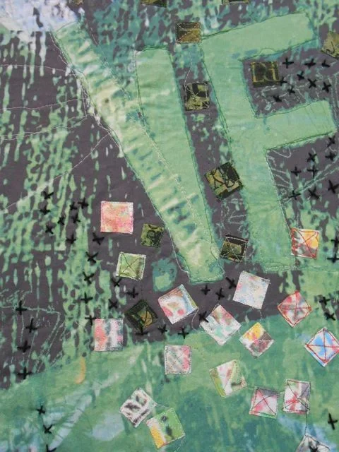 Detail: Words on the Surface

24” by 60" Textile collage wall hanging, 2013