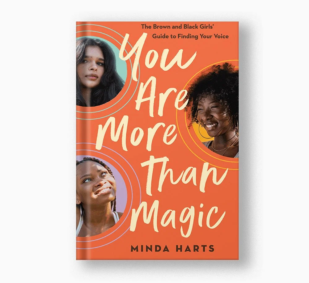 Cover of a book titled "You Are More Than Magic" by Minda Harts, featuring three women of different backgrounds on an orange background with circular designs.