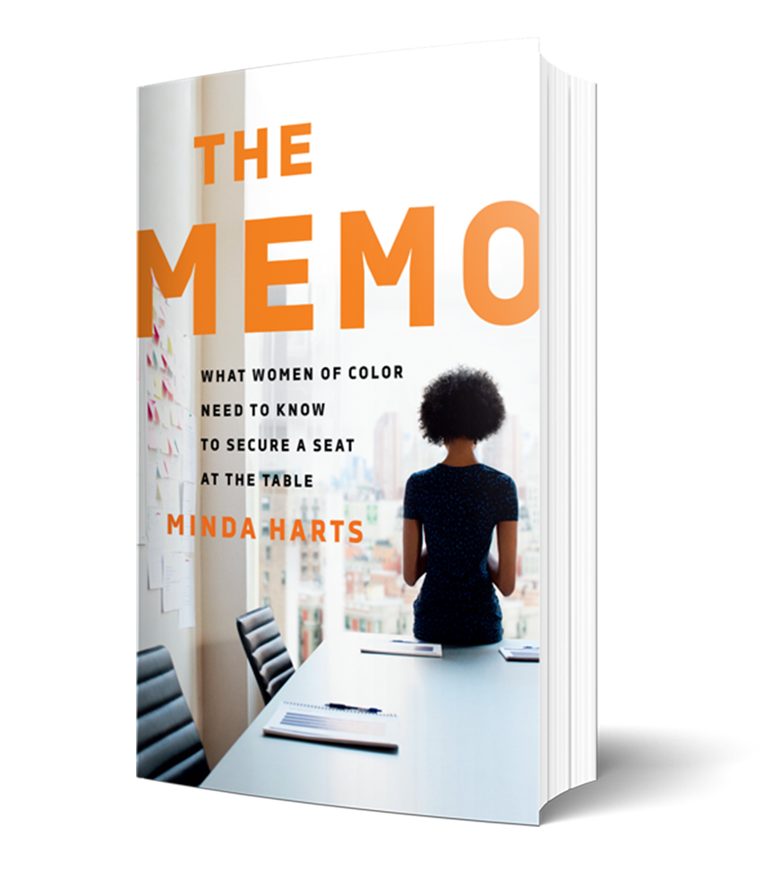 Book cover titled 'The Memo' with a subtitle 'What women of color need to know to secure a seat at the table,' by Minda Harts.
