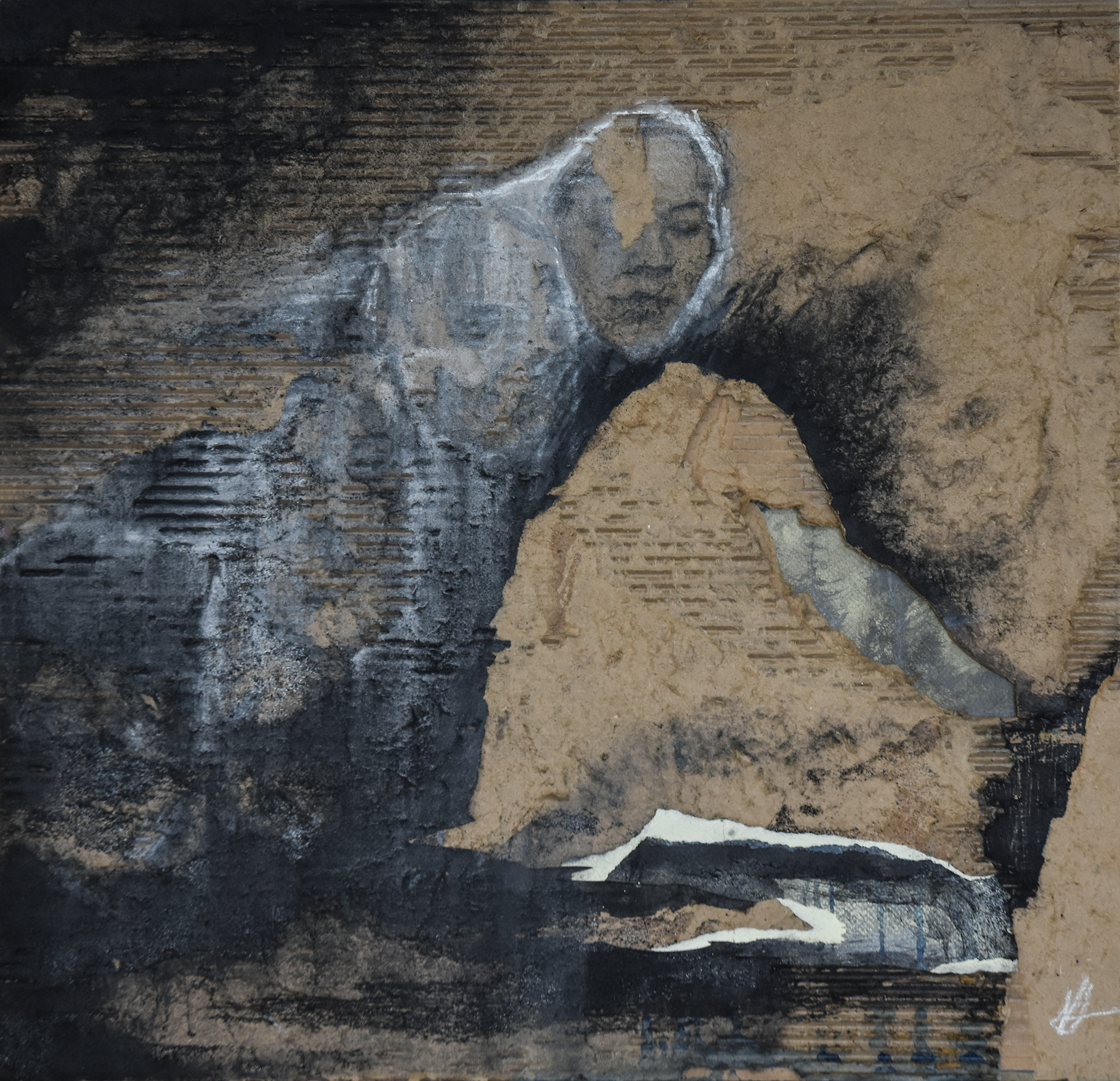 Fragmentations, 2022-2023, Mixed media (charcoal, white charcoal, rubber cement, cardboard, graphite, paper, ink)