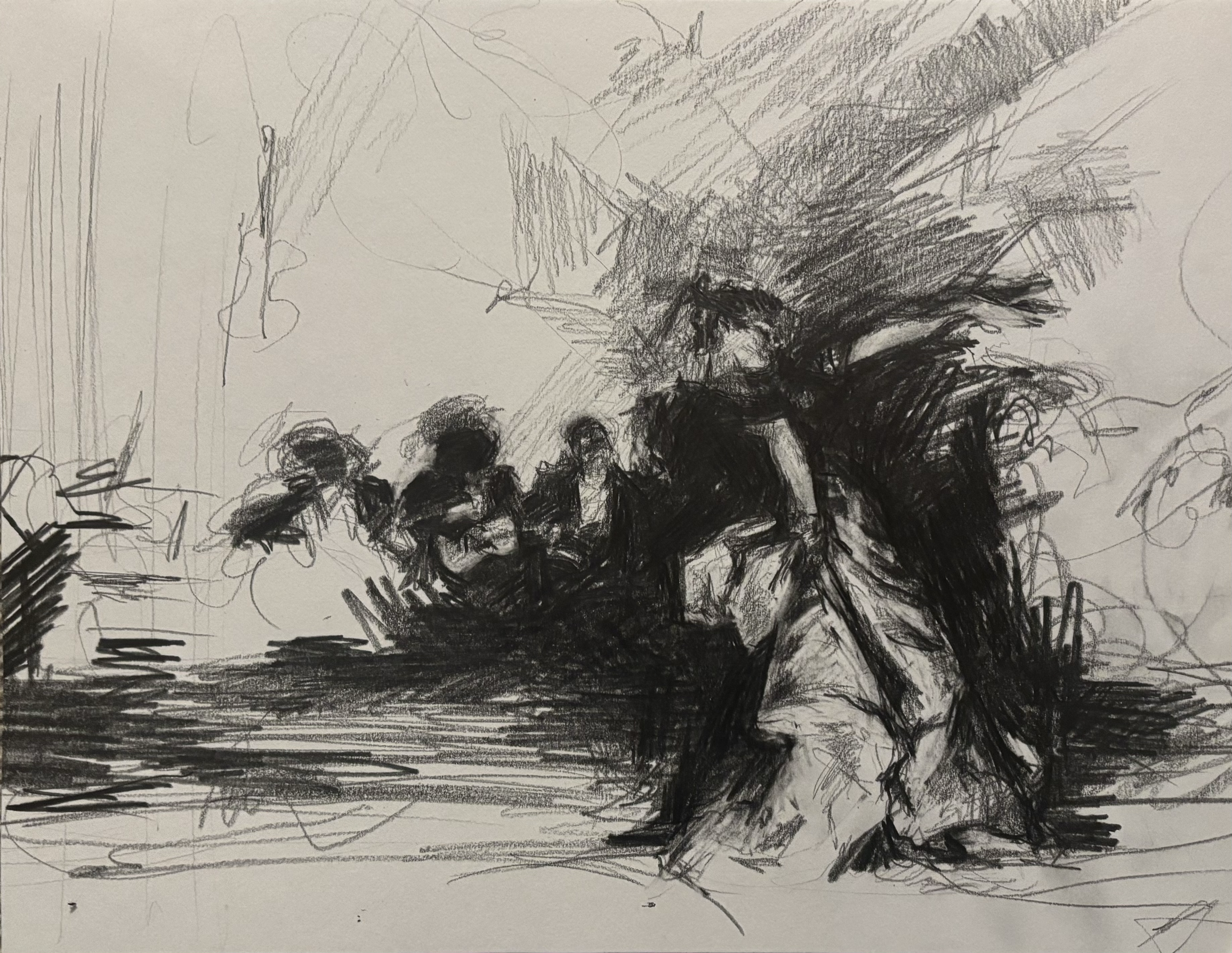 El Jaleo, 2025, graphite on paper, dimensions
