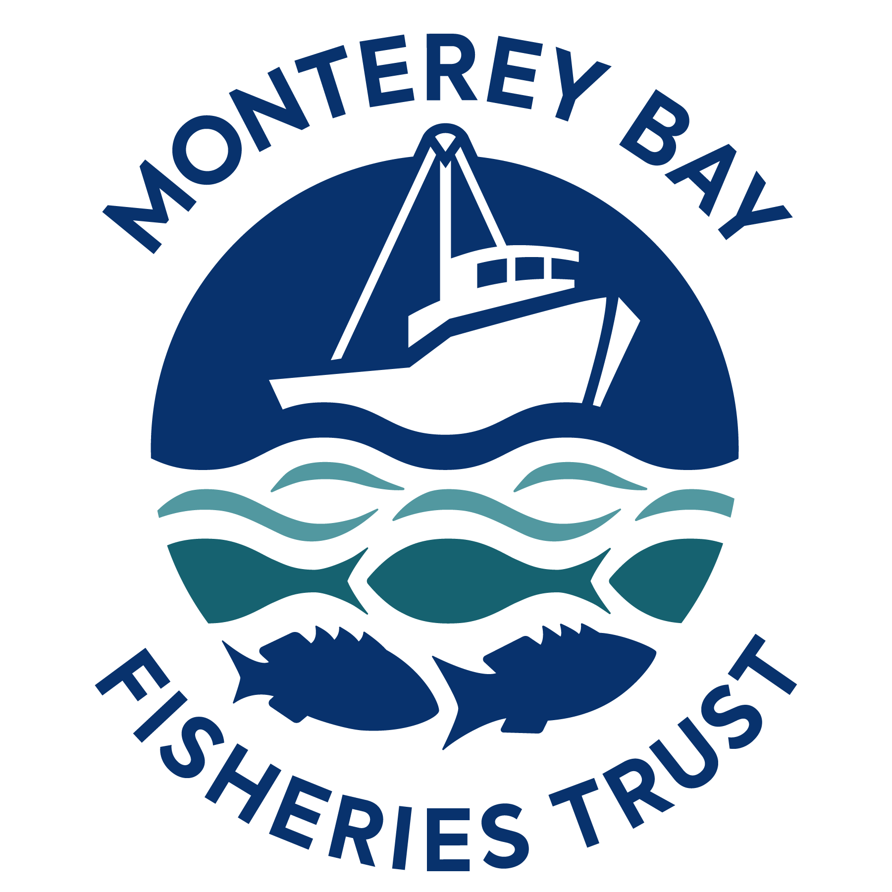 Montgomery Bay logo with an illustration of a boat, water, and a river, surrounded by the text "Montgomery Bay Fisheries Trust".