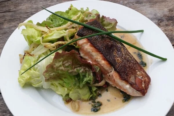 Crispy Salmon with Thyme Butter and Roasted Fennel Salad