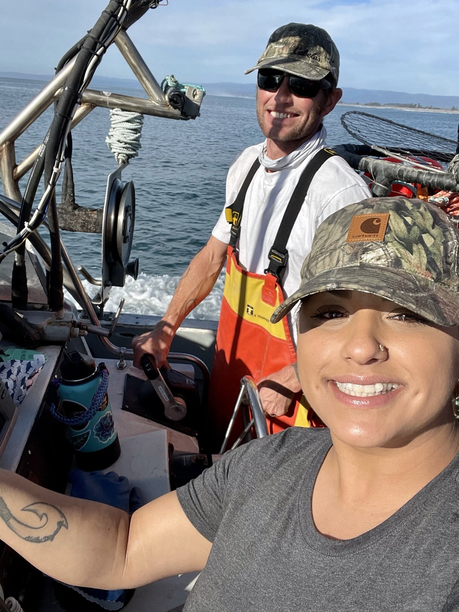 Calder and Kristen Deyerle on the Monterey Bay running Dungeness crab gear.