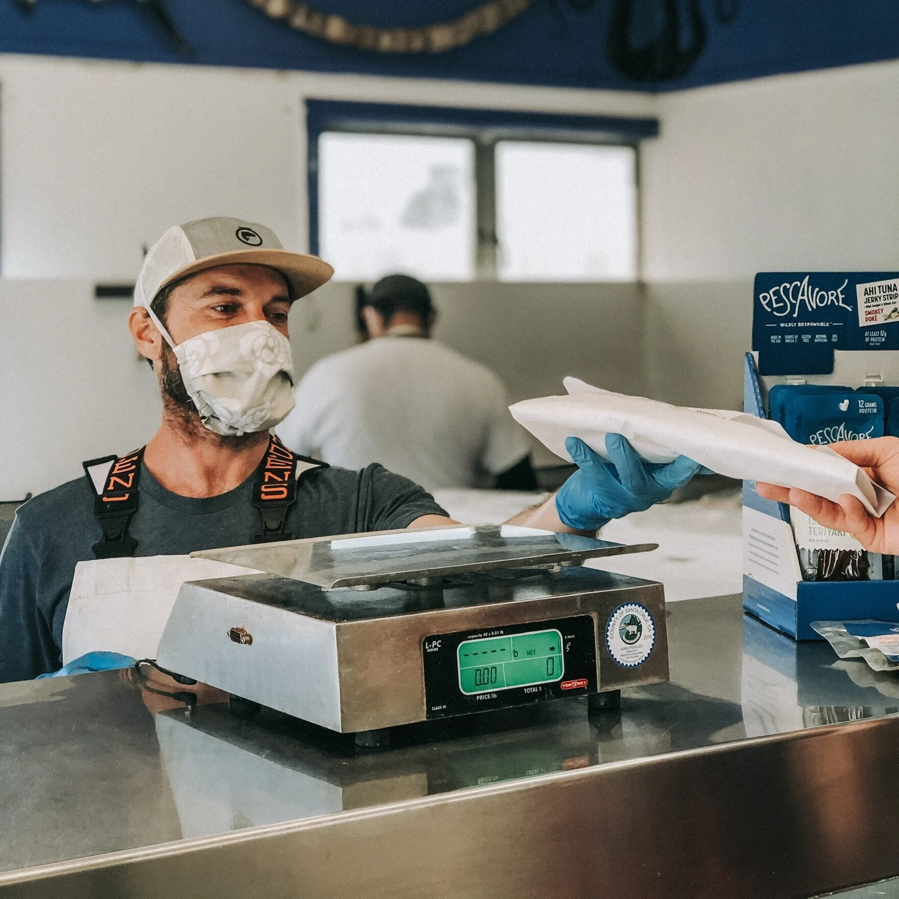 H&amp;H Fresh Fish in Santa Cruz using strict safety protocols when selling seafood. © H&amp;H Fresh Fish