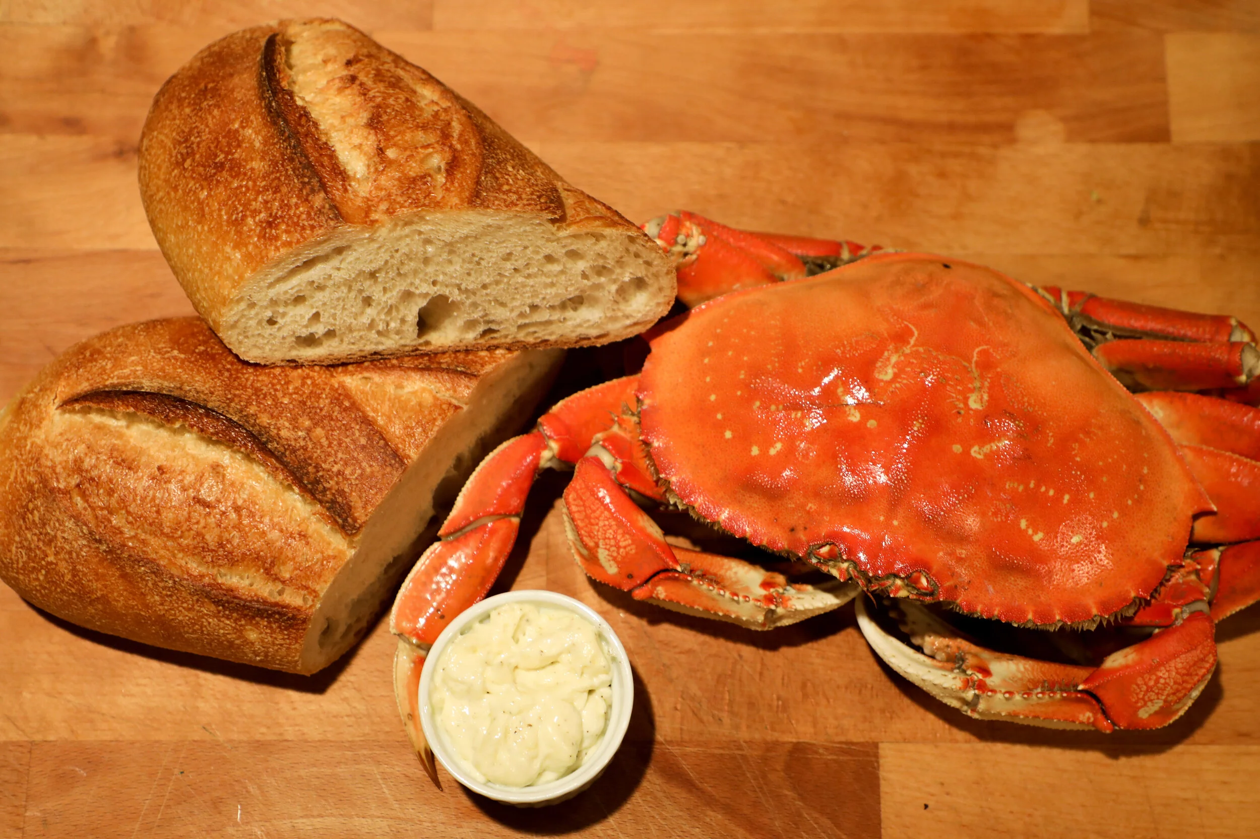 Dungeness crab, sourdough, and mayonnaise. Photo by Nick Rahaim.