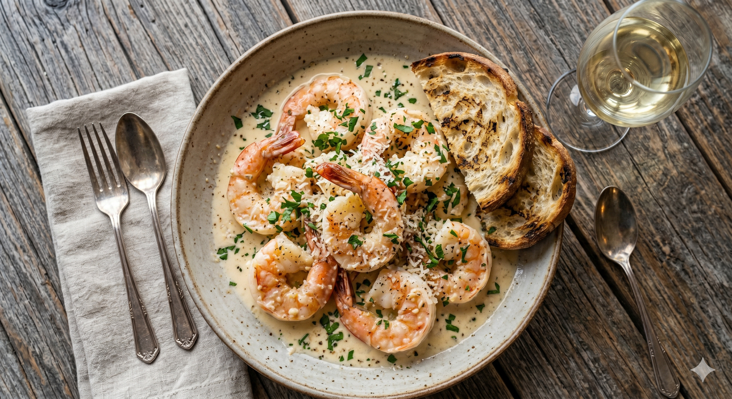 Creamy Garlic Spot Prawns