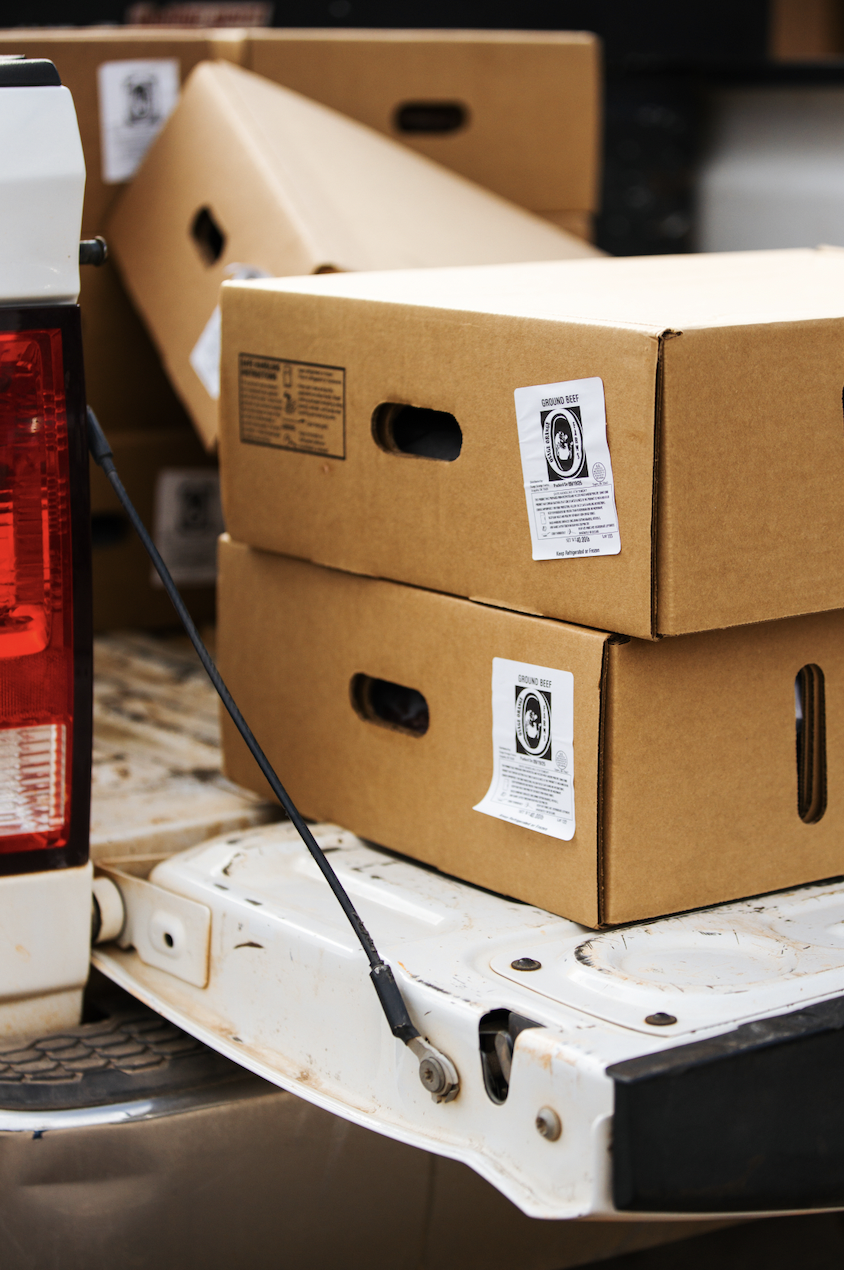 Loading up two ground beef boxes of Osage Orange Farms grassfed beef