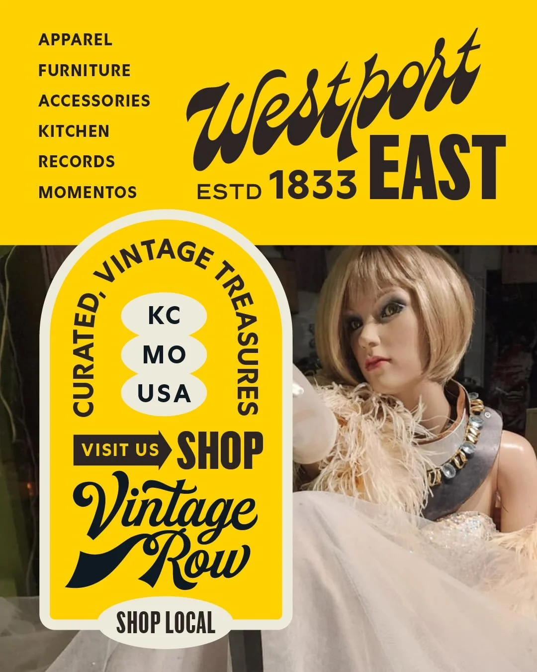 Westport East is proudly offbeat and always on point. With one of the largest and highest quality collections of vintage stores in the region, come stroll our Vintage Row. #westporteast