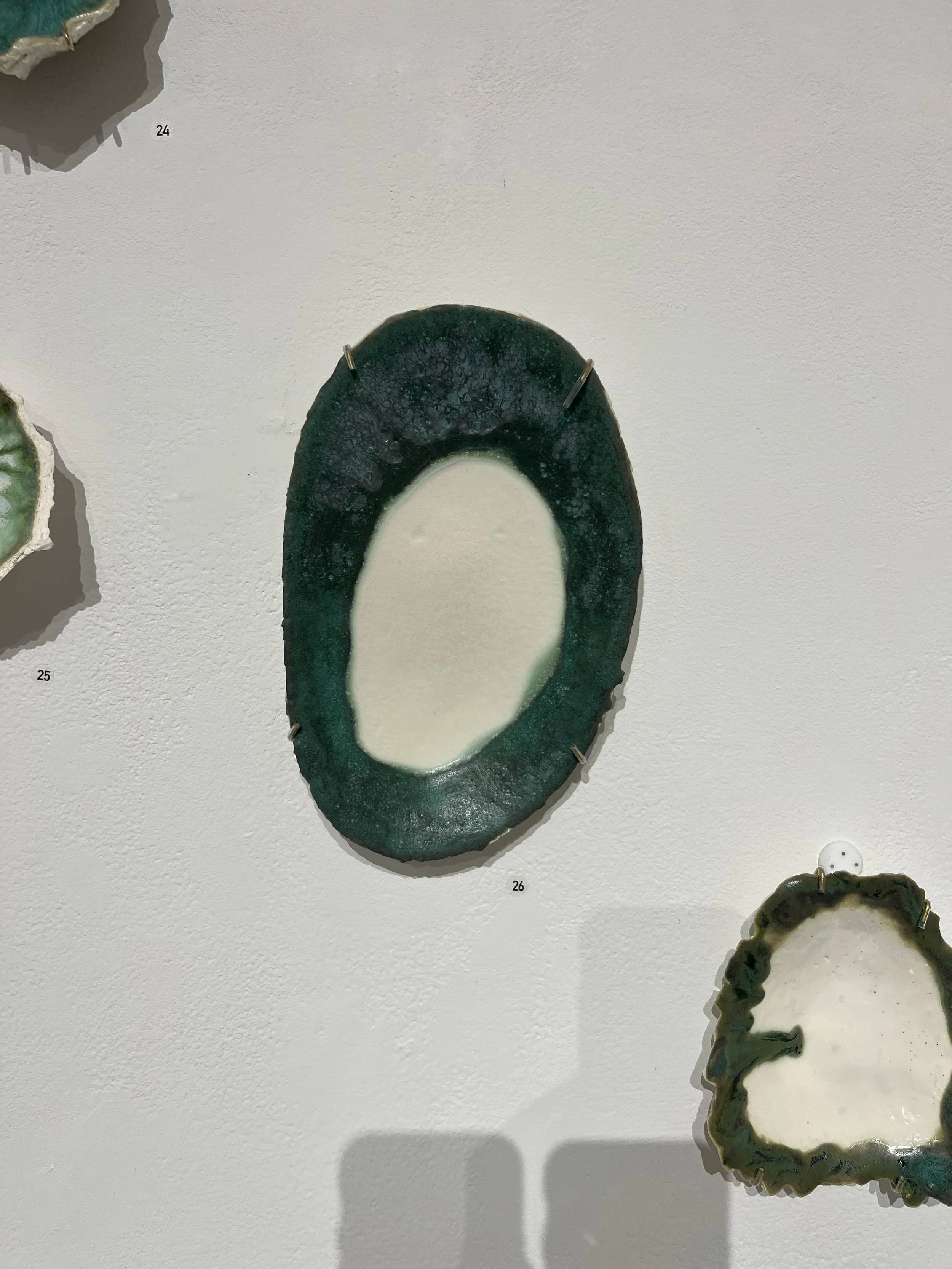 Green and White Shell Dish
