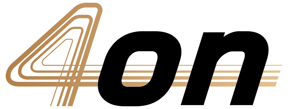 4on logo in gold and black.