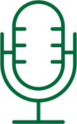 Stylized green microphone icon
