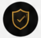 Shield icon with a checkmark inside on a black background