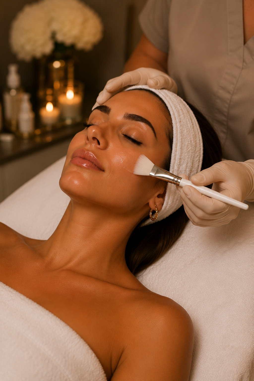 woman receiving facial