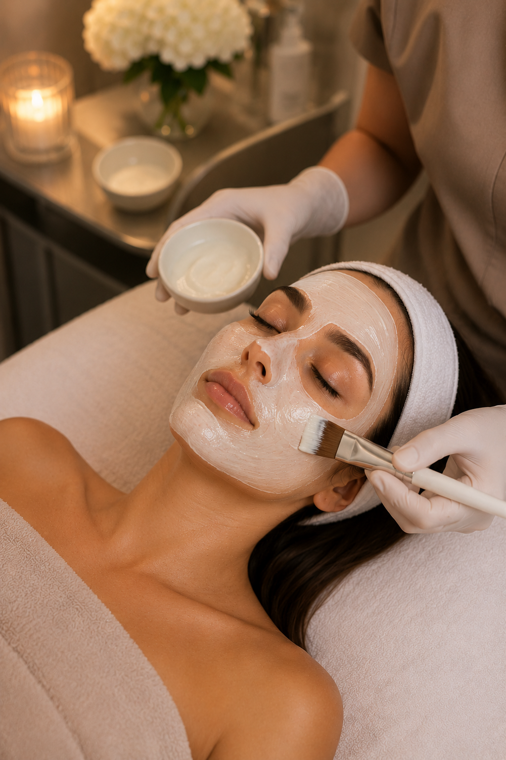 woman receiving a mask