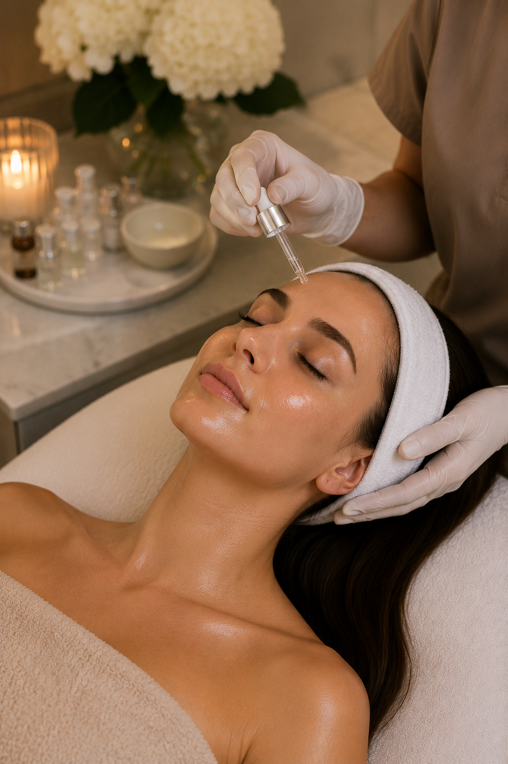 woman receiving a facial