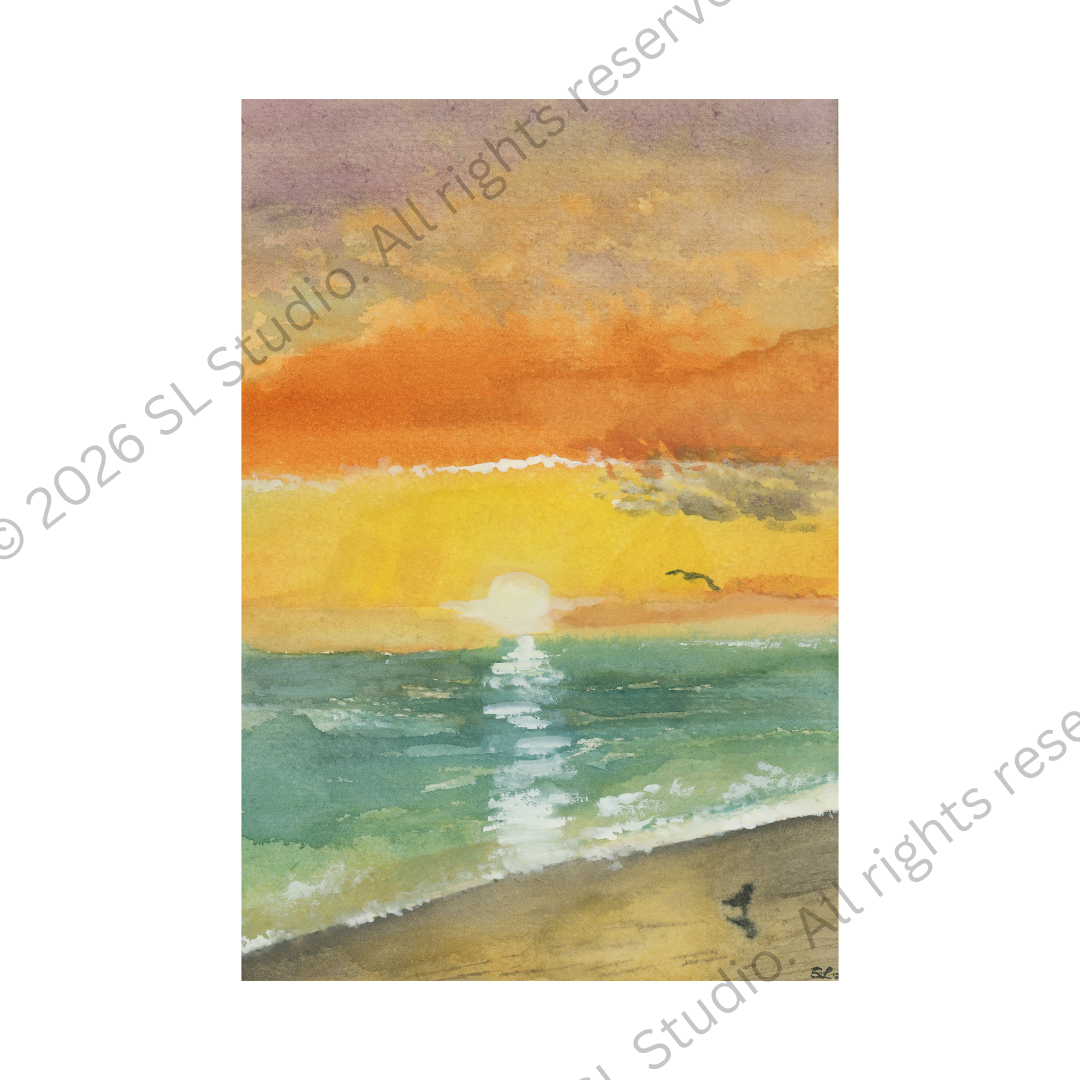 "Daytona Sunrise." Watercolor, 2026.