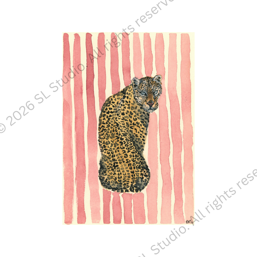 "Cheetah, Girl." Watercolor, 2026.