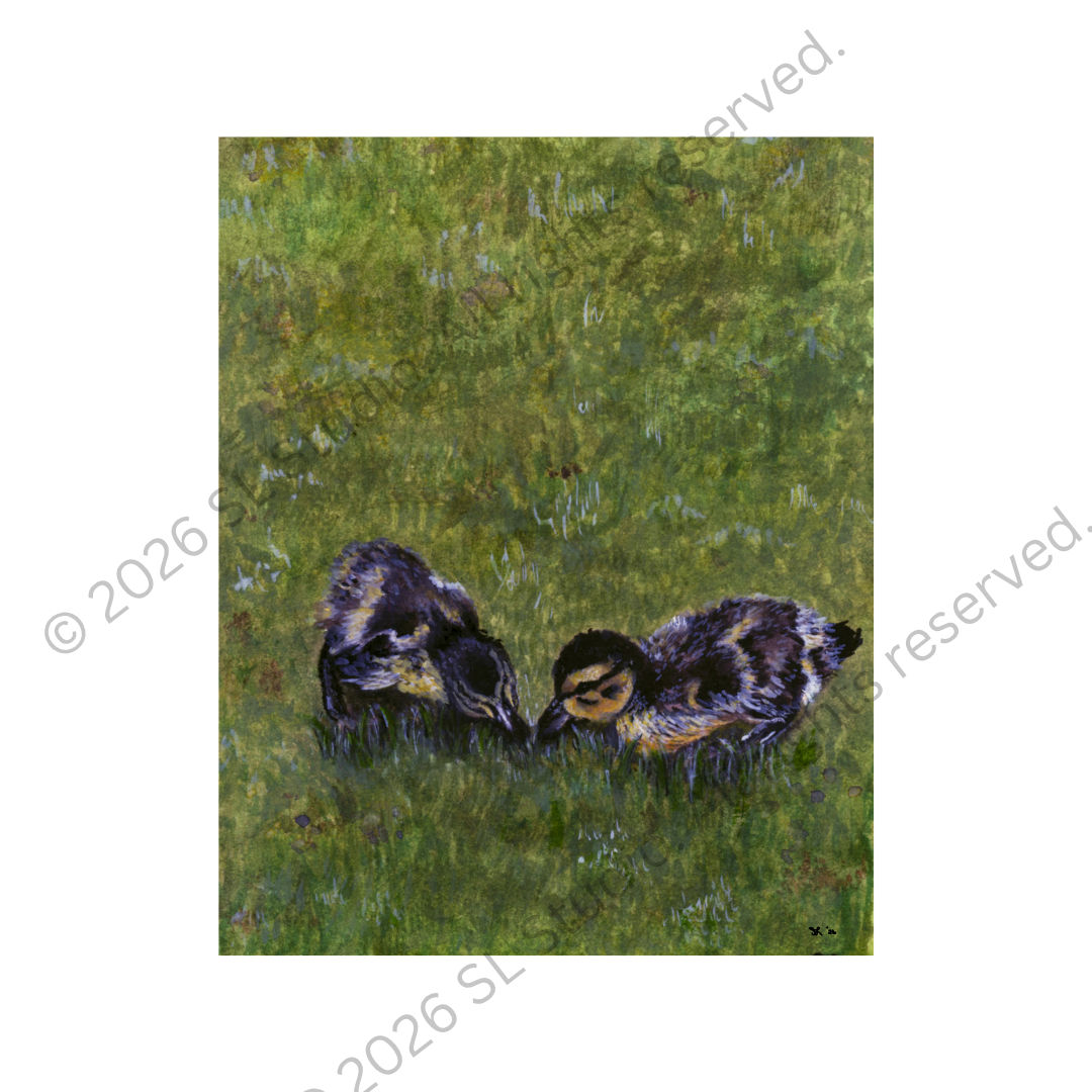 "Garden Ducklings." Watercolor, 2026.