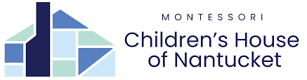 Logo for Montessori Children's House of Nantucket with geometric house design.