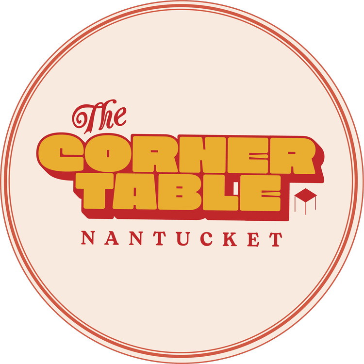 Logo for The Corner Table restaurant in Nantucket with retro style text and a small house icon.