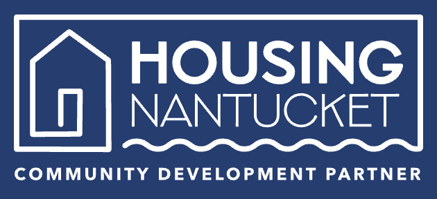 Logo for Housing Nantucket, a community development partner, featuring a house outline and water waves.