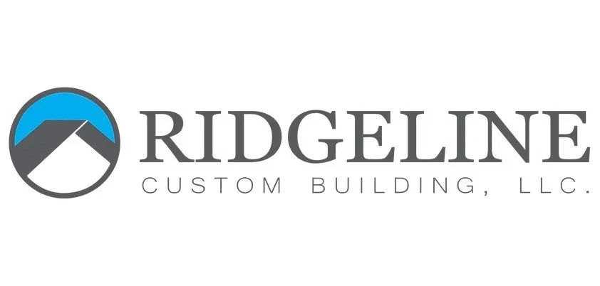 Ridgeline Custom Building LLC logo featuring a circular emblem with a mountain design and the company name.