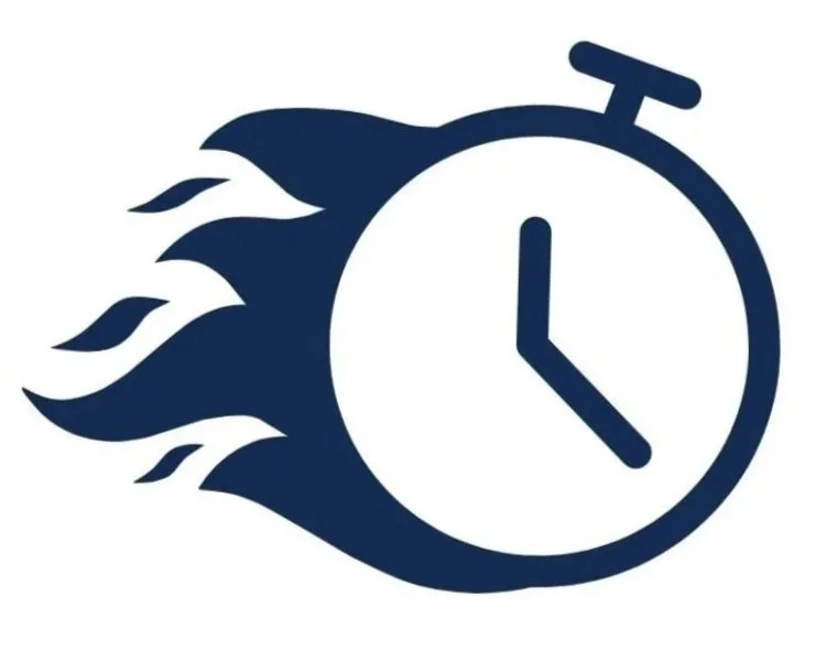 Ilustración de un reloj de pulsera con llamas que simbolizan velocidad.