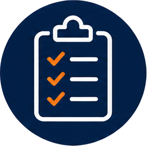 Checklist on a clipboard with three orange checkmarks