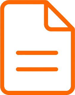 Icon of a document with orange border and lines indicating text.