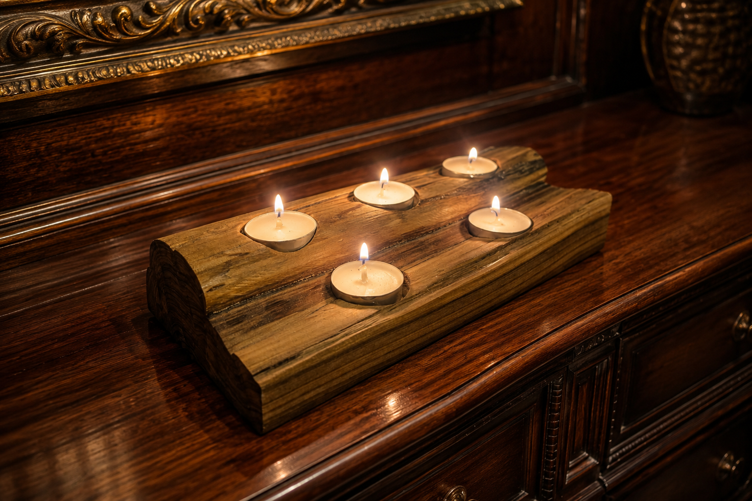 Cedar Tealight Candle Holder