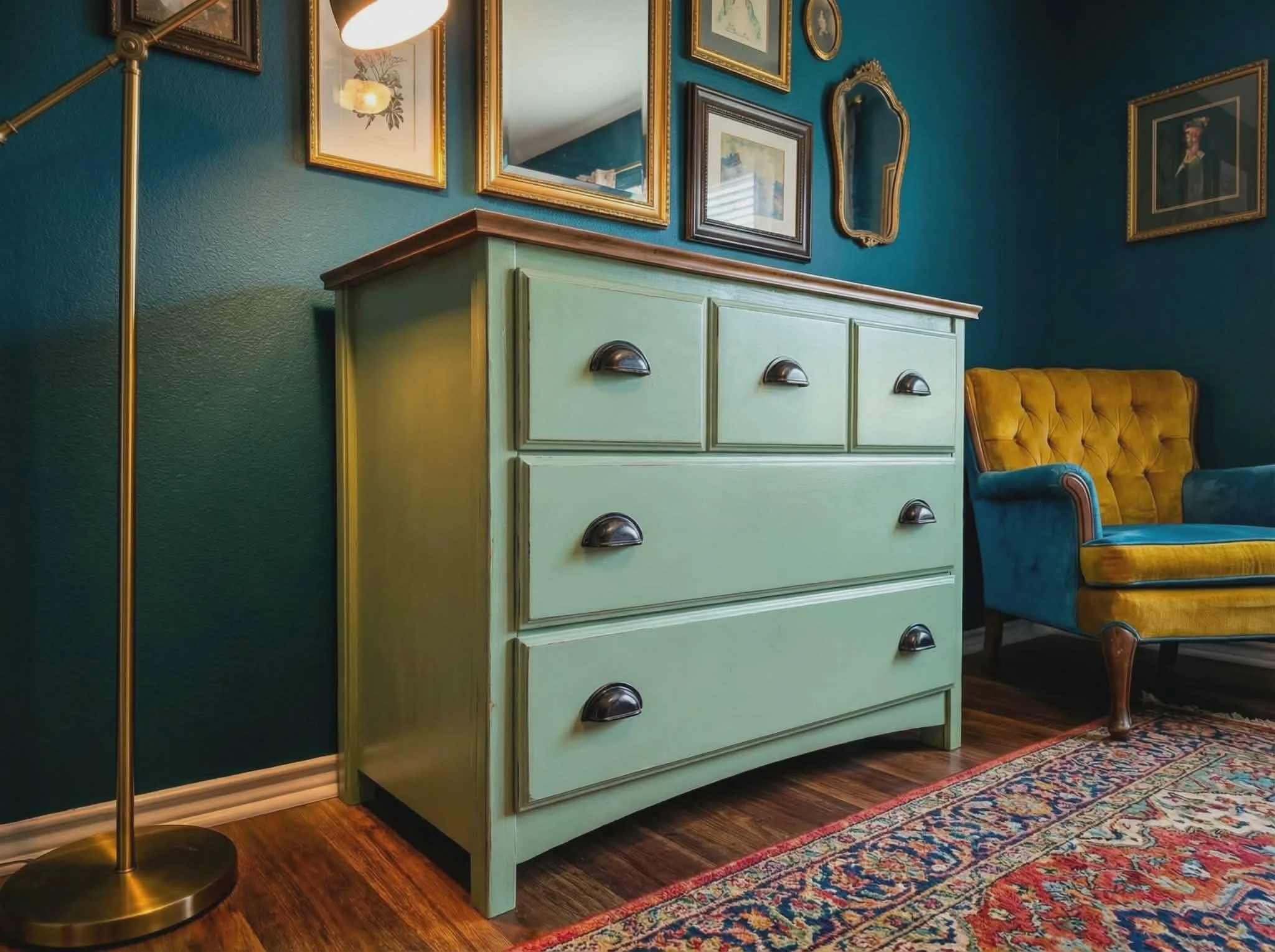 Farmhouse Dresser with Solid Wood Top