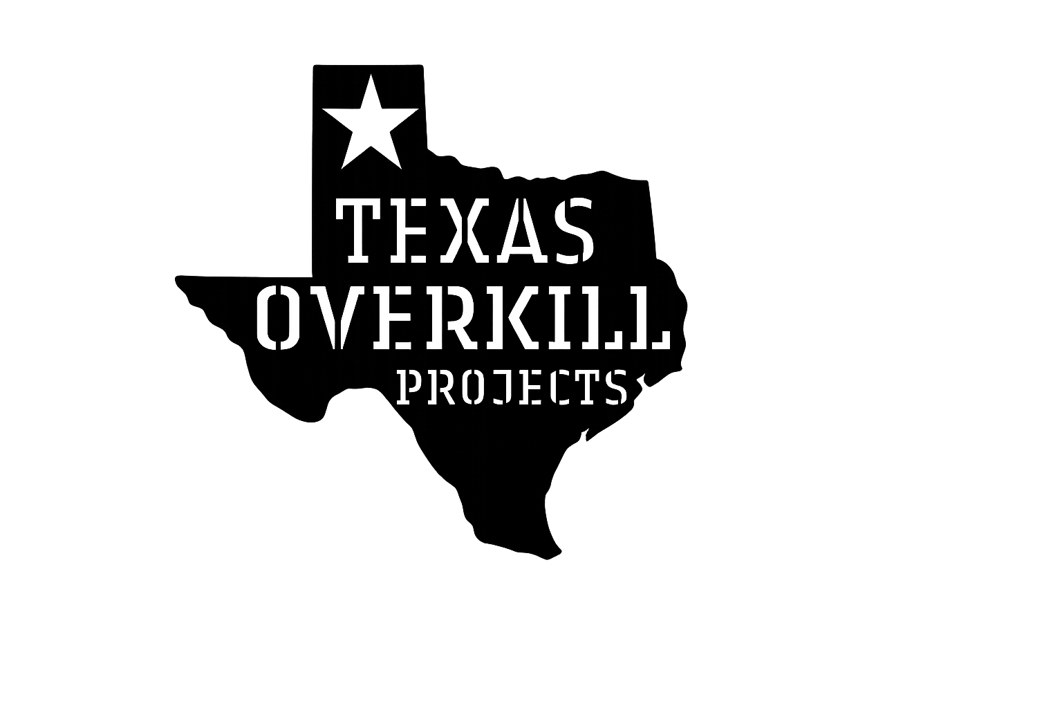 Black background with white text reading 'Texas Overkill Projects' in a Western-style font.